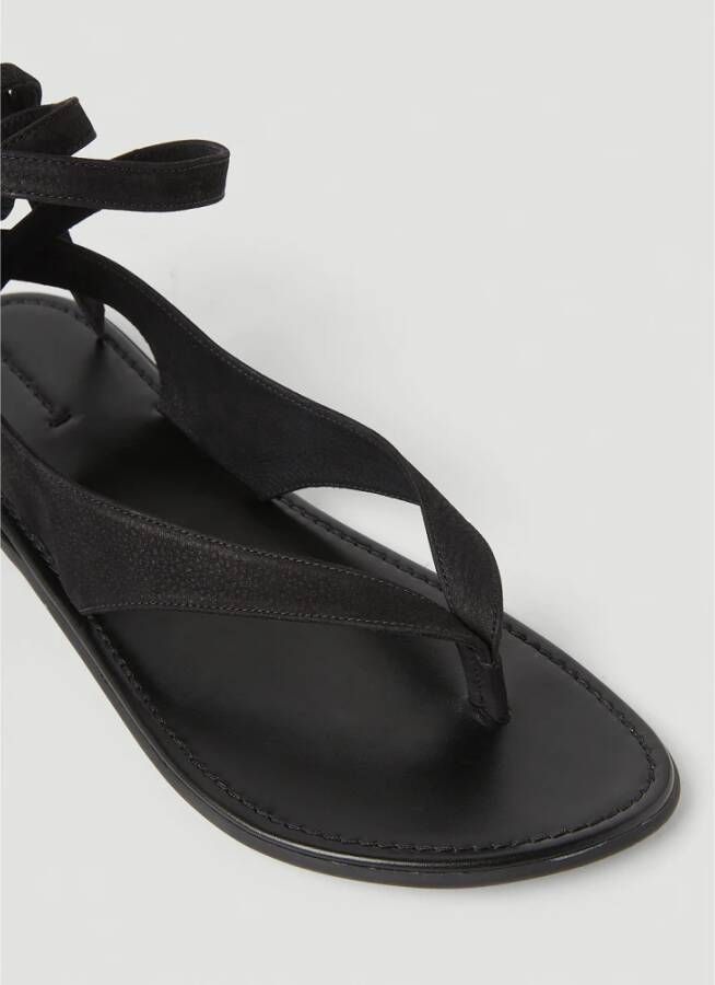 The Row Italiaanse platte leren sandalen Zwart Dames