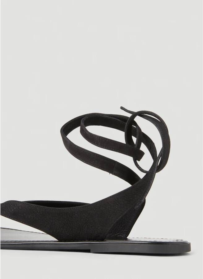 The Row Italiaanse platte leren sandalen Zwart Dames