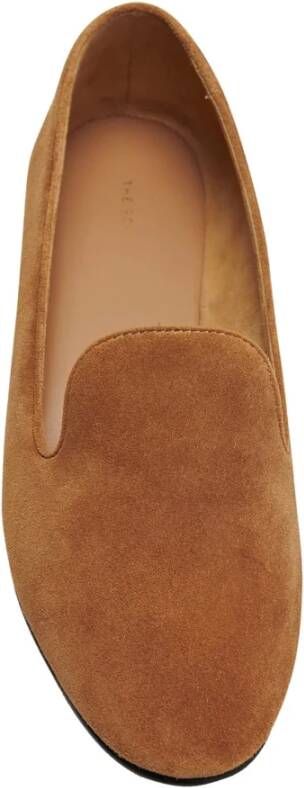 The Row Leren Loafers Instapper Handgestikt Vrouwen Brown Dames