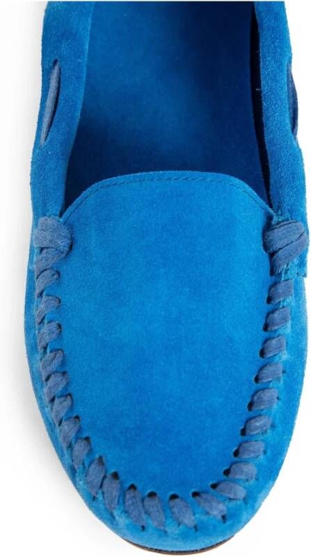 The Row Leren Loafers met Leren Detail Blue Dames