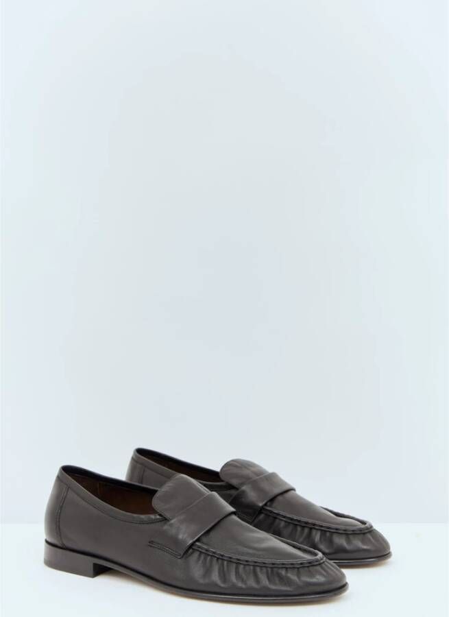 The Row Leren Penny Loafers Gestapelde Hak Black Heren