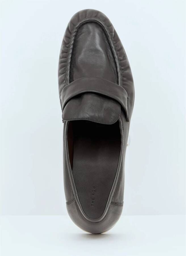 The Row Leren Penny Loafers Gestapelde Hak Black Heren