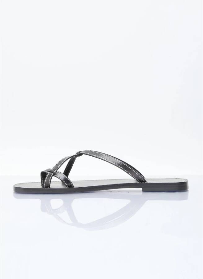 The Row Leren sandalen met contraststiksels Black Dames