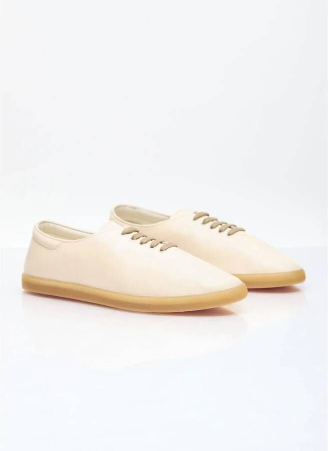 The Row Nappa Leren Vetersneakers Beige Dames