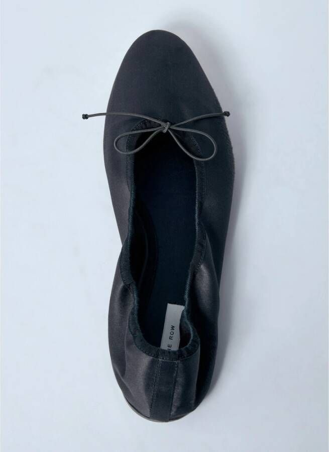 The Row Satin Bow Ballerina Pumps Black Dames