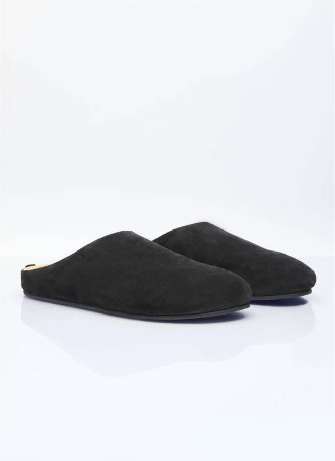 The Row Suede Muiltjes met Ronde Neus Black Heren