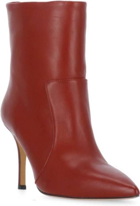 The Seller Bordeaux Leren Enkellaarsjes Pijl Teen Red Dames