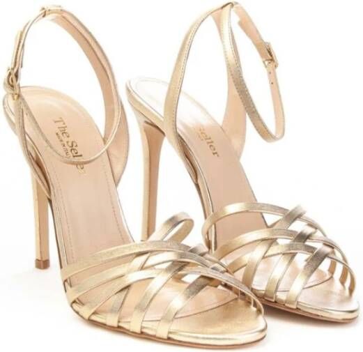 The Seller Elegante Metallic Enkelband Sandaal Beige Dames