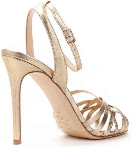 The Seller Elegante Metallic Enkelband Sandaal Beige Dames