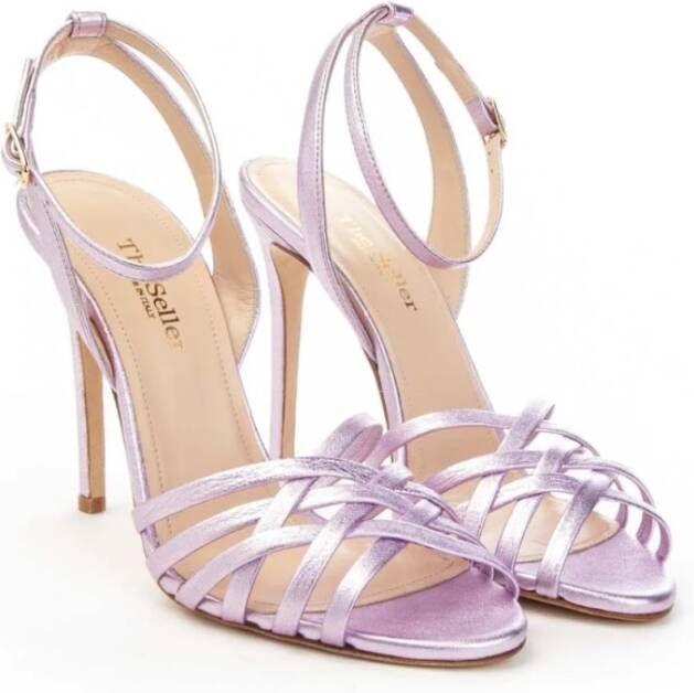 The Seller Elegante Metallic Enkelband Sandaal Purple Dames