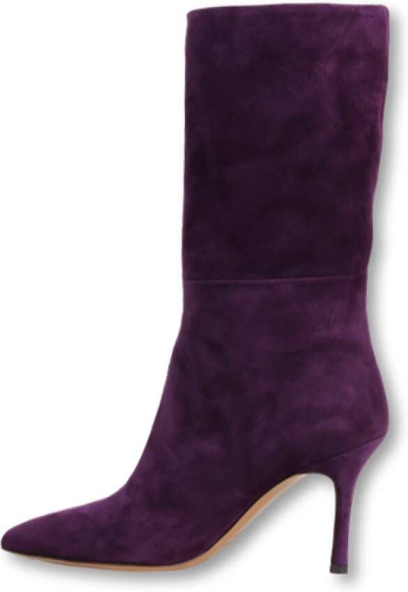 The Seller Paarse Leren Enkellaarzen Purple Dames