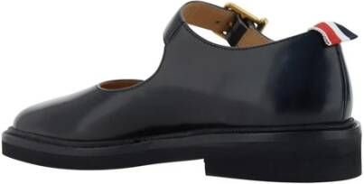 Thom Browne Ballerina van Leer met Verstelbare Band en Blokhak Black Dames