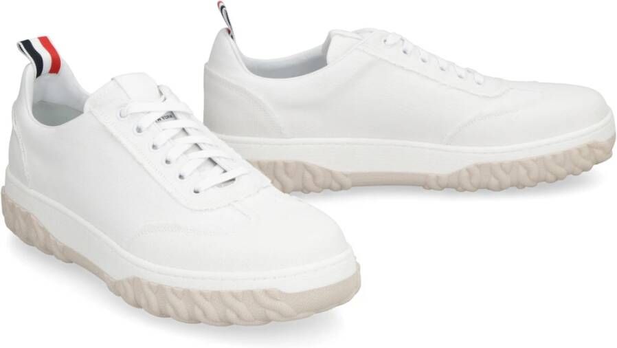 Thom Browne Canvas Sneakers met Tricolor Detail White Heren