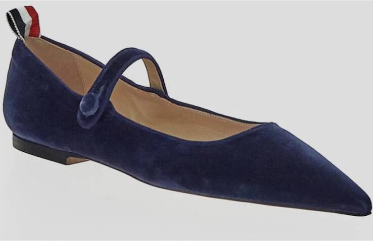 Thom Browne Donkerblauwe Velvet Puntige Platte Schoenen Blue Dames