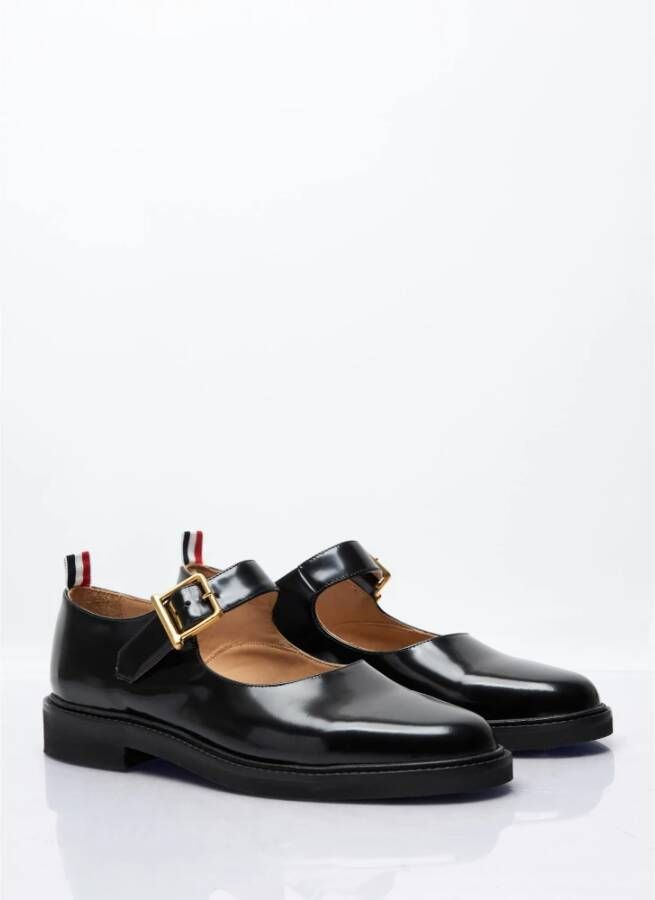 Thom Browne Geborsteld Leren Gesp-Schoenen Black Dames