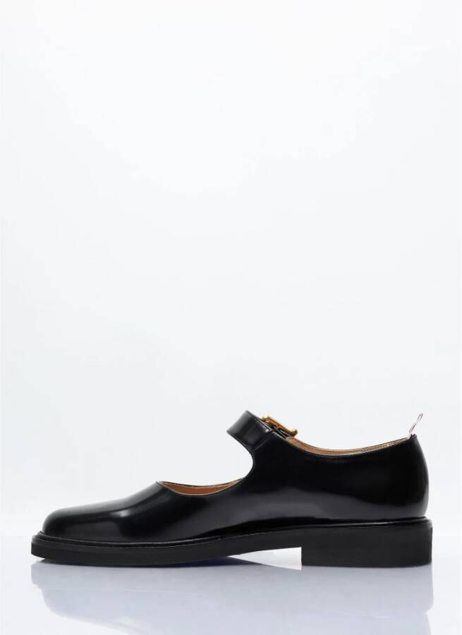 Thom Browne Geborsteld Leren Gesp-Schoenen Black Dames