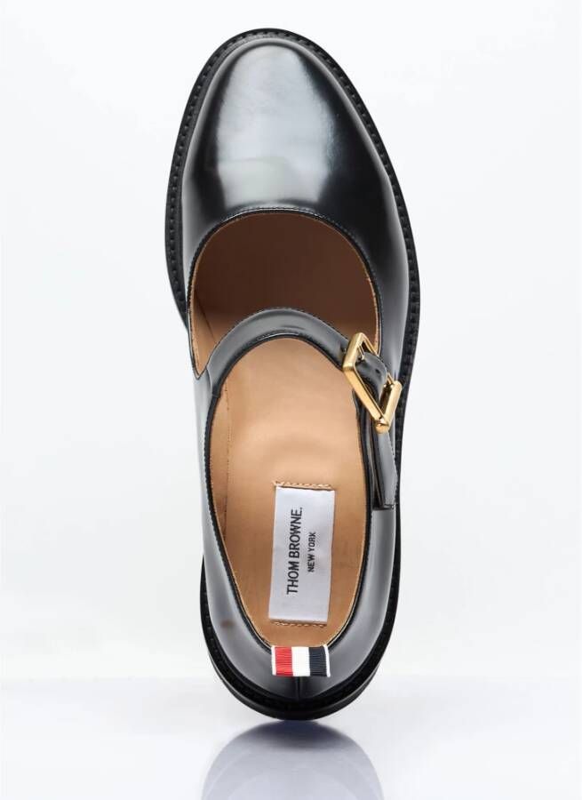 Thom Browne Geborsteld Leren Gesp-Schoenen Black Dames