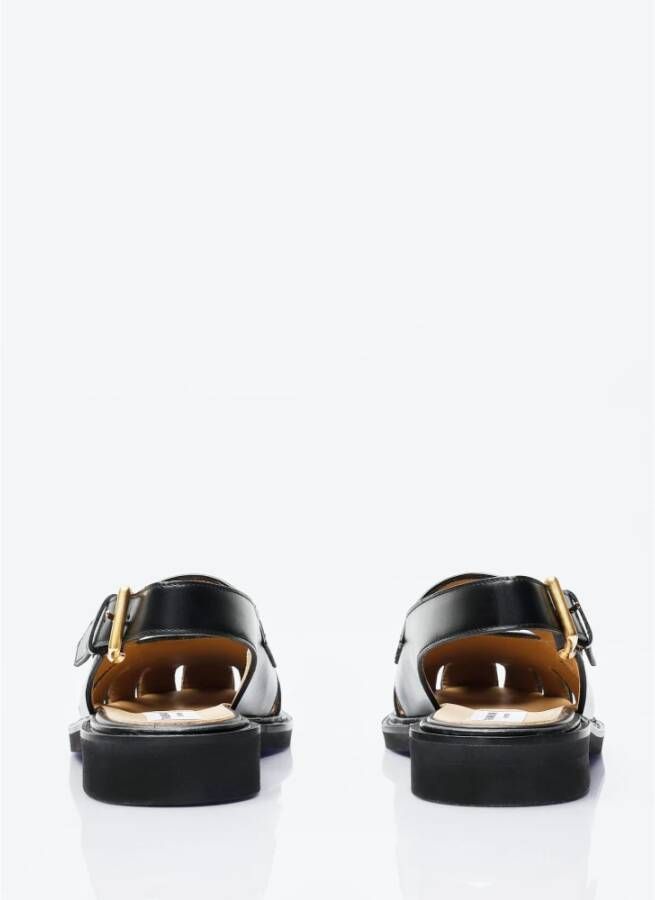 Thom Browne Leren Cut-Out Loafer Sandalen Black Heren