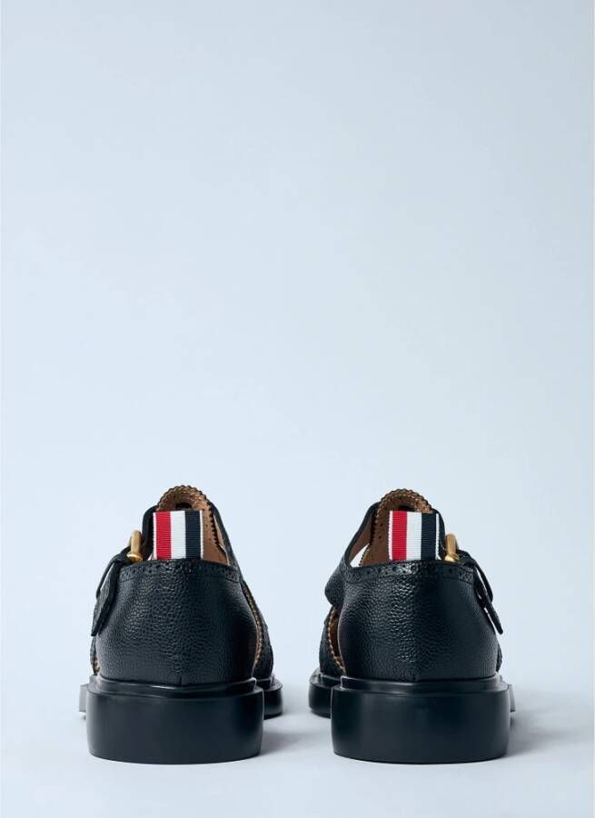 Thom Browne Pebble Grain Leren Fisherman Sandalen Black Heren