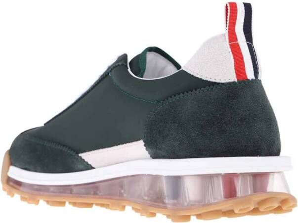 Thom Browne Suede Low-Top Sneakers Tricolor Detail Green Heren