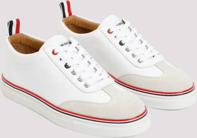 Thom Browne Witte Leren Sneaker Trainer White Heren