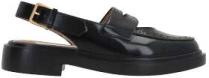 Thom Browne Zwarte Geborsteld Leren Mocassino-Slingback Black Dames