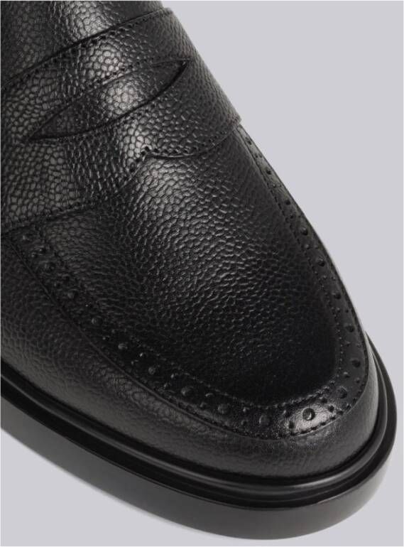 Thom Browne Zwarte Leren Brogue Penny Loafer Black Dames