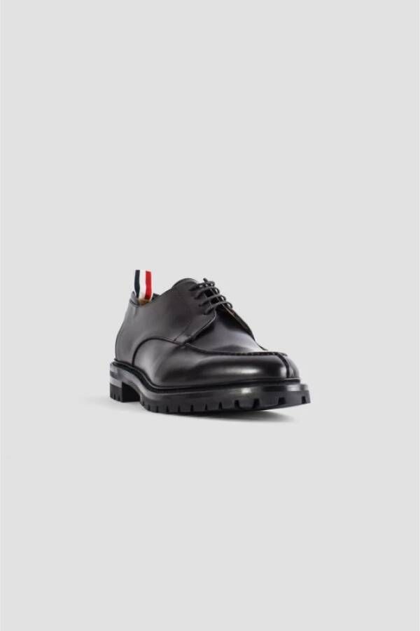 Thom Browne Zwarte Leren Derby Schort Schoenen Black Heren