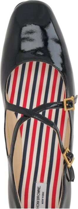 Thom Browne Zwarte Leren Mary-Jane Ballerina Schoenen Black Dames