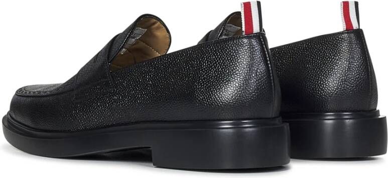 Thom Browne Zwarte Penny Loafers Rubberen Zool Black Heren