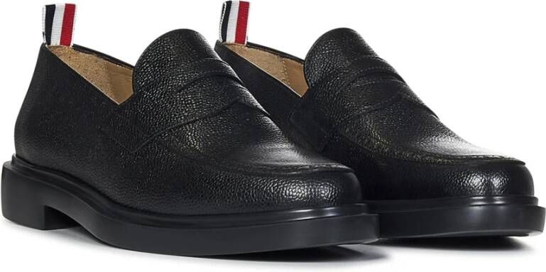 Thom Browne Zwarte Penny Loafers Rubberen Zool Black Heren