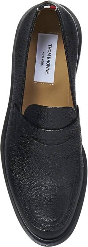 Thom Browne Zwarte Penny Loafers Rubberen Zool Black Heren