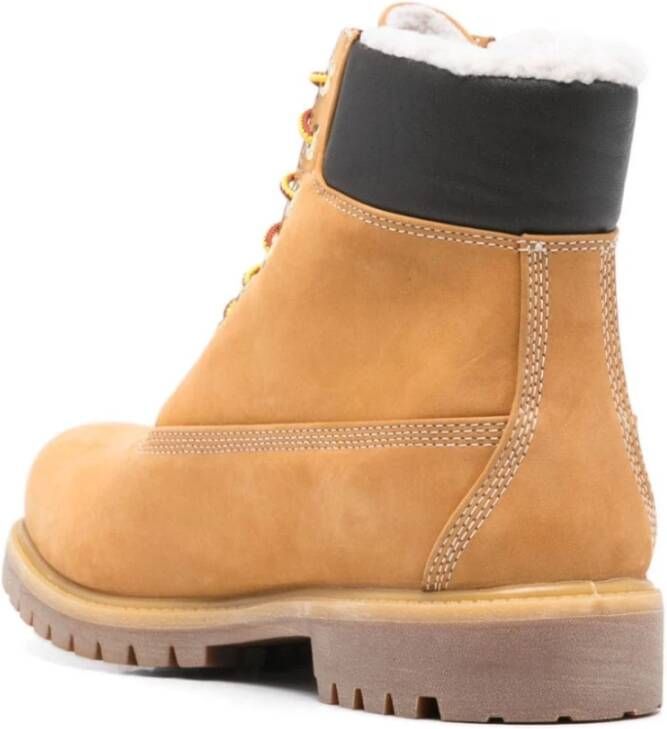 Timberland Beige Leren Enkellaarsjes met Veters Beige Heren