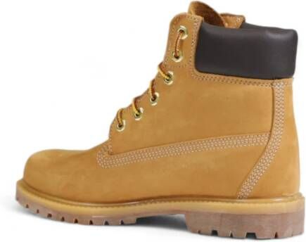 Timberland Beige Leren Enkellaarzen met Veters Beige Dames