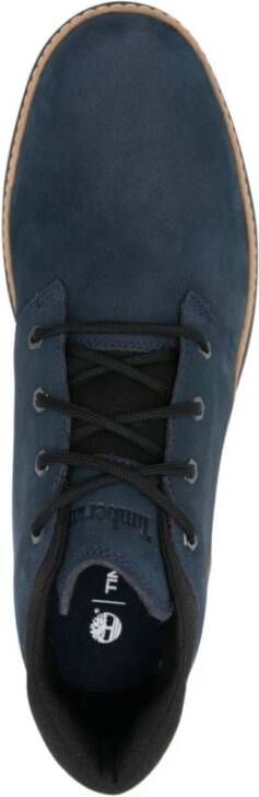 Timberland Blauwe leren enkellaarsjes met veters Blue Heren