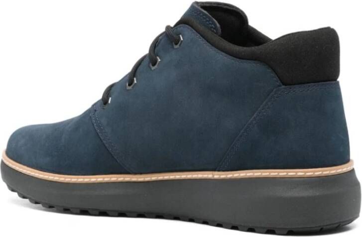 Timberland Blauwe leren enkellaarsjes met veters Blue Heren