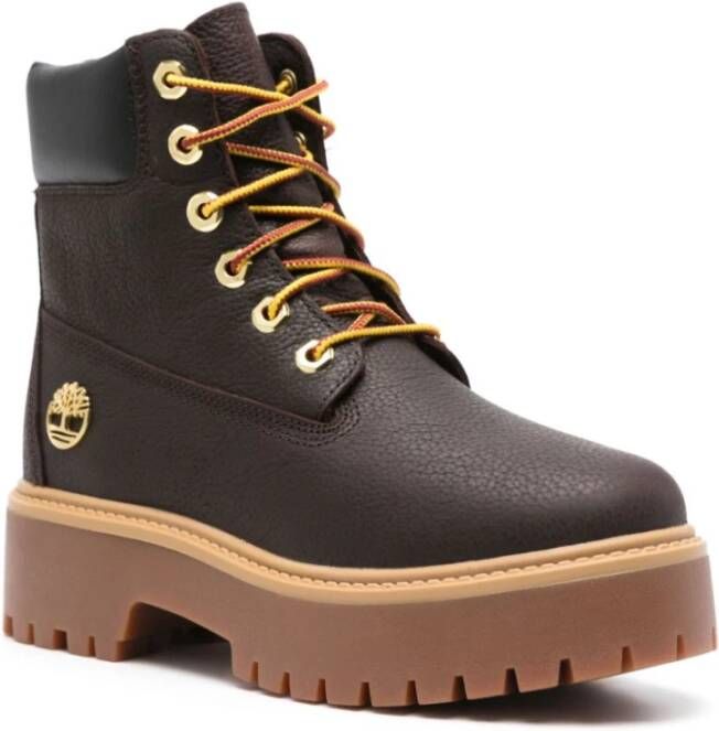 Timberland Bruin Leren Waterdichte Veterschoenen Brown Dames