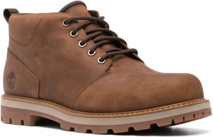 Timberland Bruine leren veterschoenen met middelhoge top Brown Heren