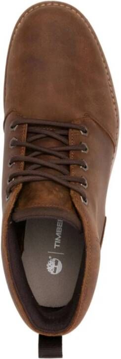 Timberland Bruine leren veterschoenen met middelhoge top Brown Heren