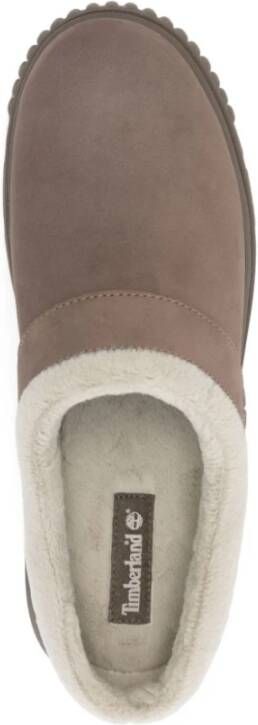 Timberland Grijze Suède Slip-On Sandalen met Faux-Fur Trim Gray Dames