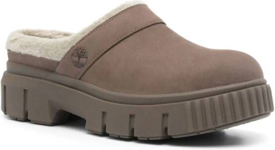 Timberland Grijze Suède Slip-On Sandalen met Faux-Fur Trim Gray Dames