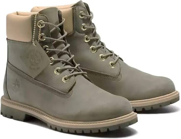 Timberland Groene Leren Veterschoenen Green Dames