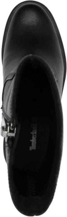 Timberland Zwarte leren blokhak laarzen Black Dames