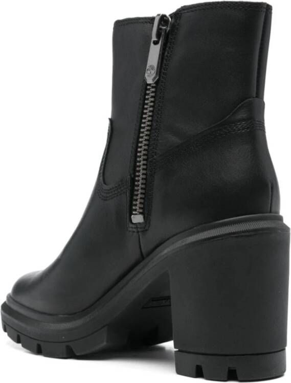 Timberland Zwarte leren blokhak laarzen Black Dames