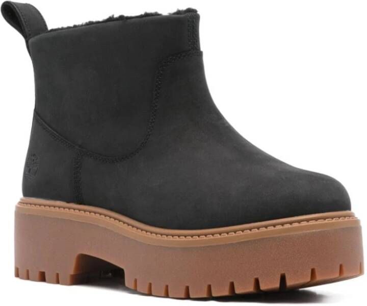 Timberland Zwarte leren enkellaarzen Black Dames