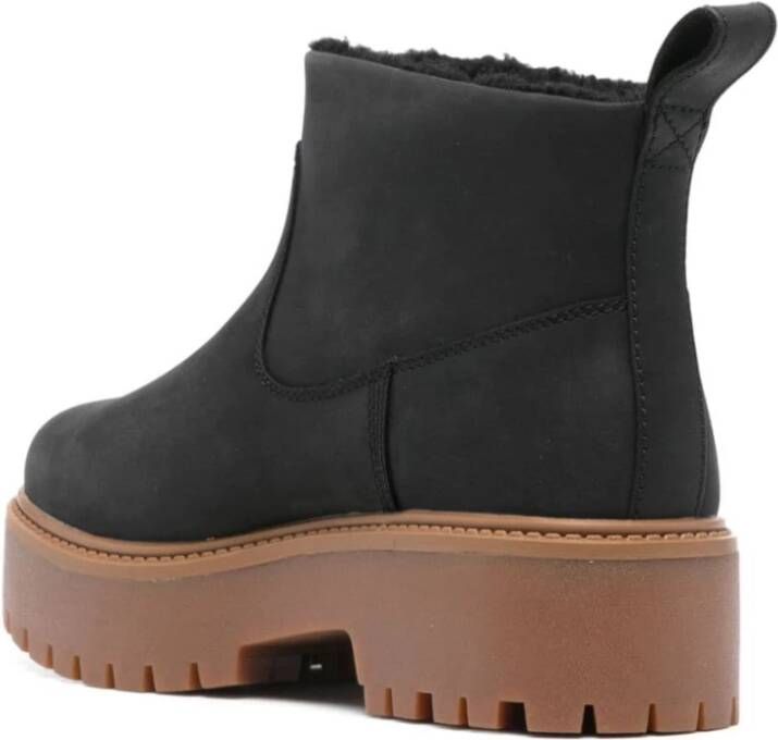 Timberland Zwarte leren enkellaarzen Black Dames