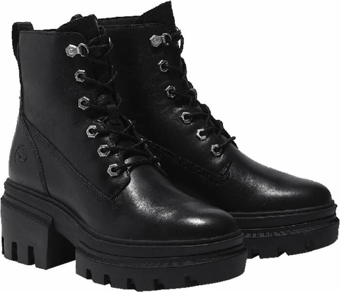 Timberland Zwarte leren enkellaarzen Black Dames