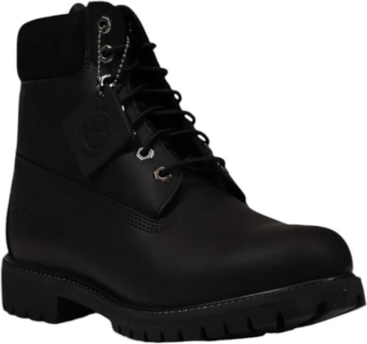 Timberland Zwarte Leren Herenlaarzen met Rubberen Zool Black Heren