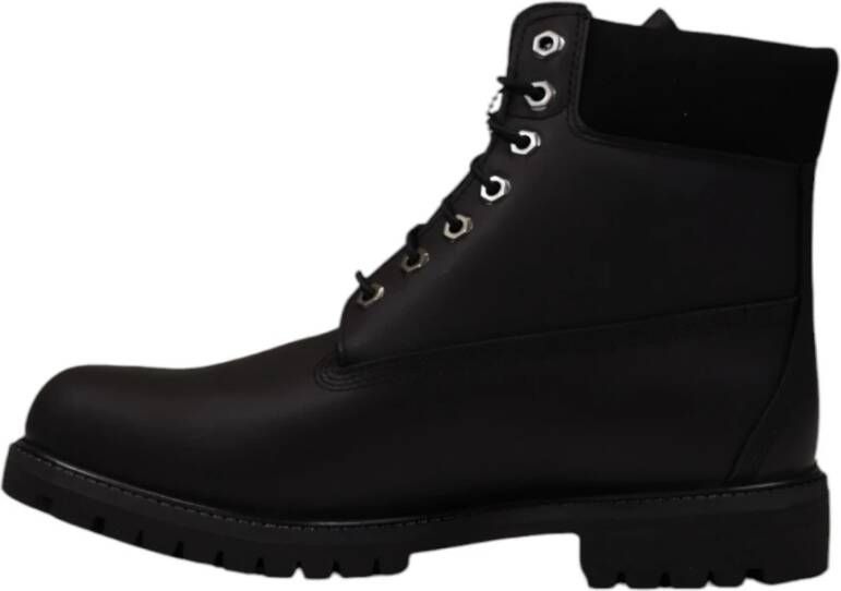 Timberland Zwarte Leren Herenlaarzen met Rubberen Zool Black Heren