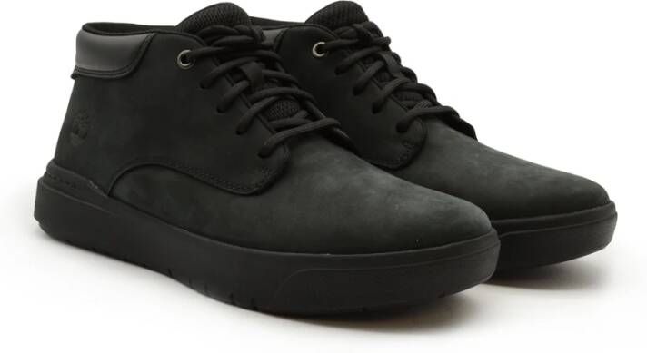 Timberland Zwarte Leren Laarzen Modern Ontwerp Black Heren